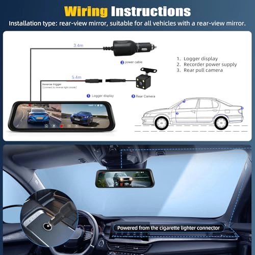 9.66" IPS Mirror Dash Cam - 1080P 30FPS