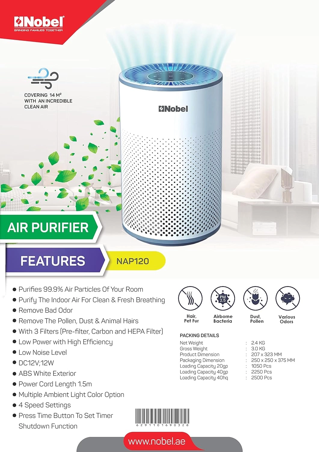 NAP120 - 3 Filters 14 Square Meter 4 Speed