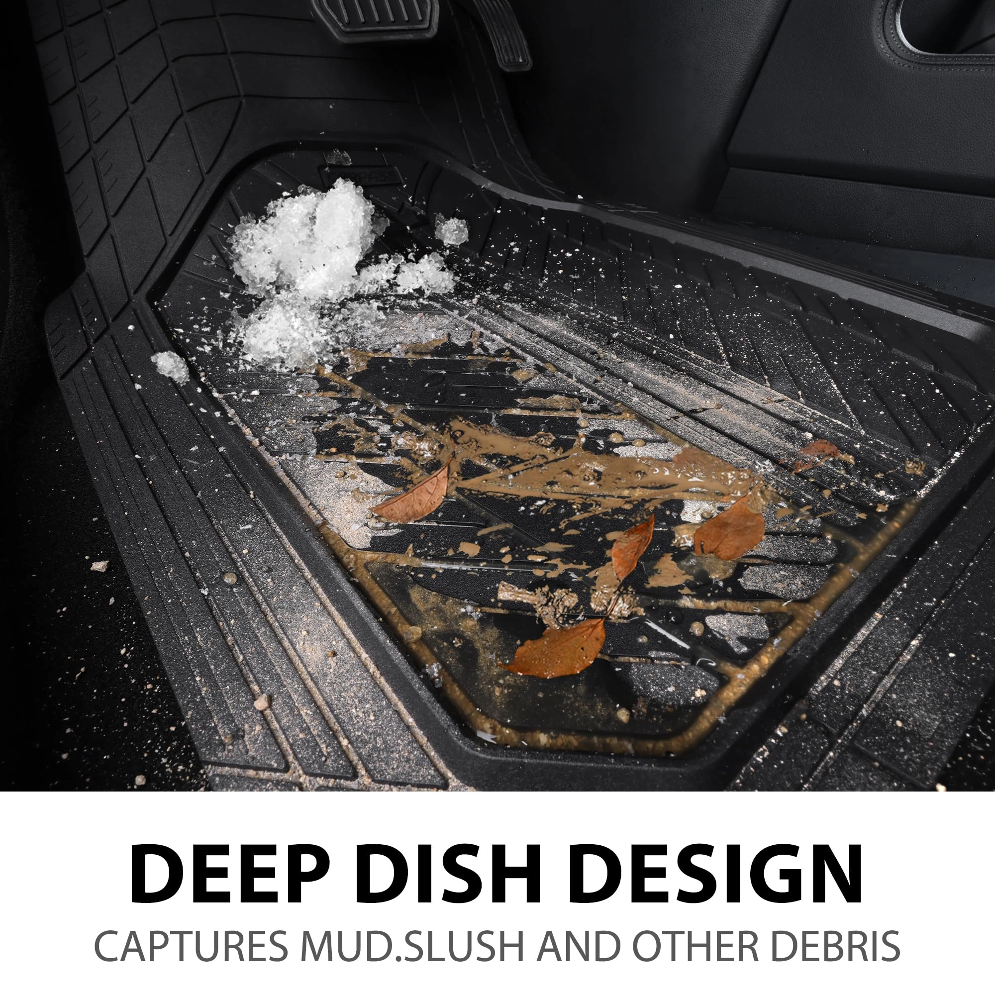 Rubber Floor Mats - All Weather Trim-to-Fit 3-Piece