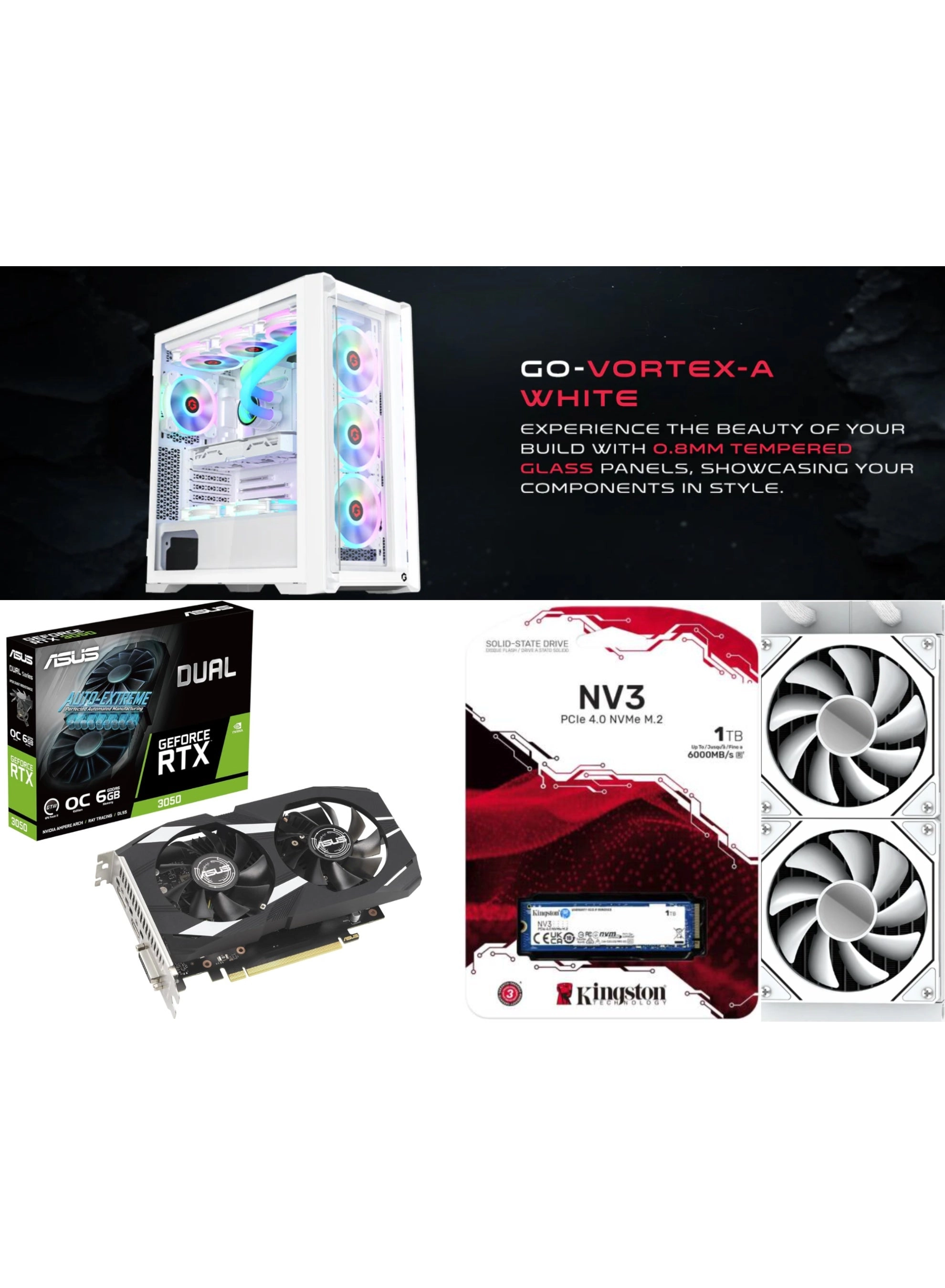 GO-PC-12400F-3050-LC240-VORTEX-WHT - i5-12400F 16GB 1TB