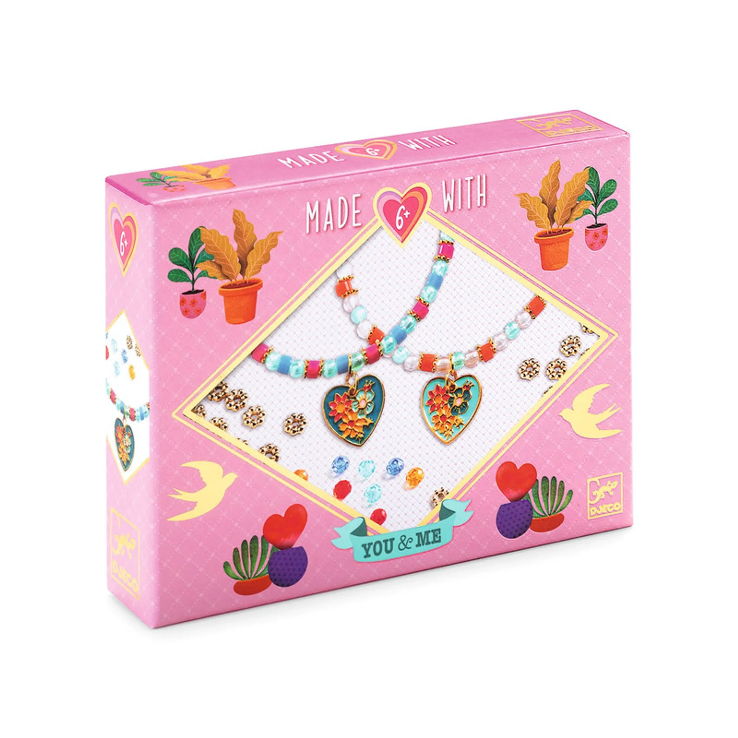DJECO You & Me Heart Threading Beads Bracelets Kit - 150 beads 2 bracelets
