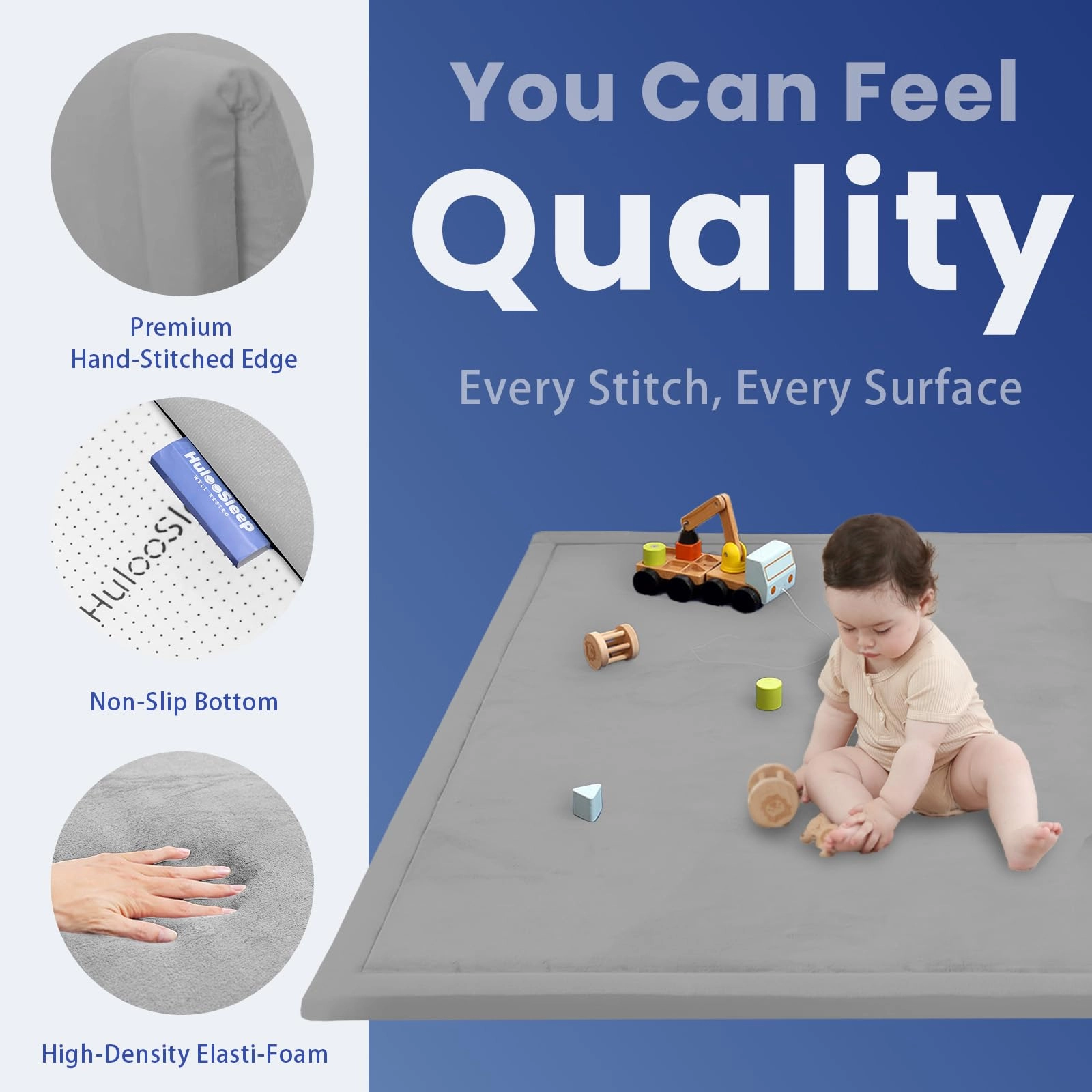 Baby Activity Play Mat - 79"x118" 1.3" Thick Cream