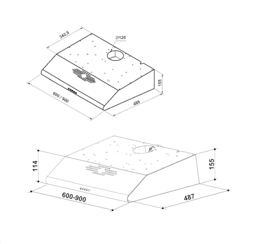 Builtin - Hoods - Stainless Steel 90cm Halogen Lights