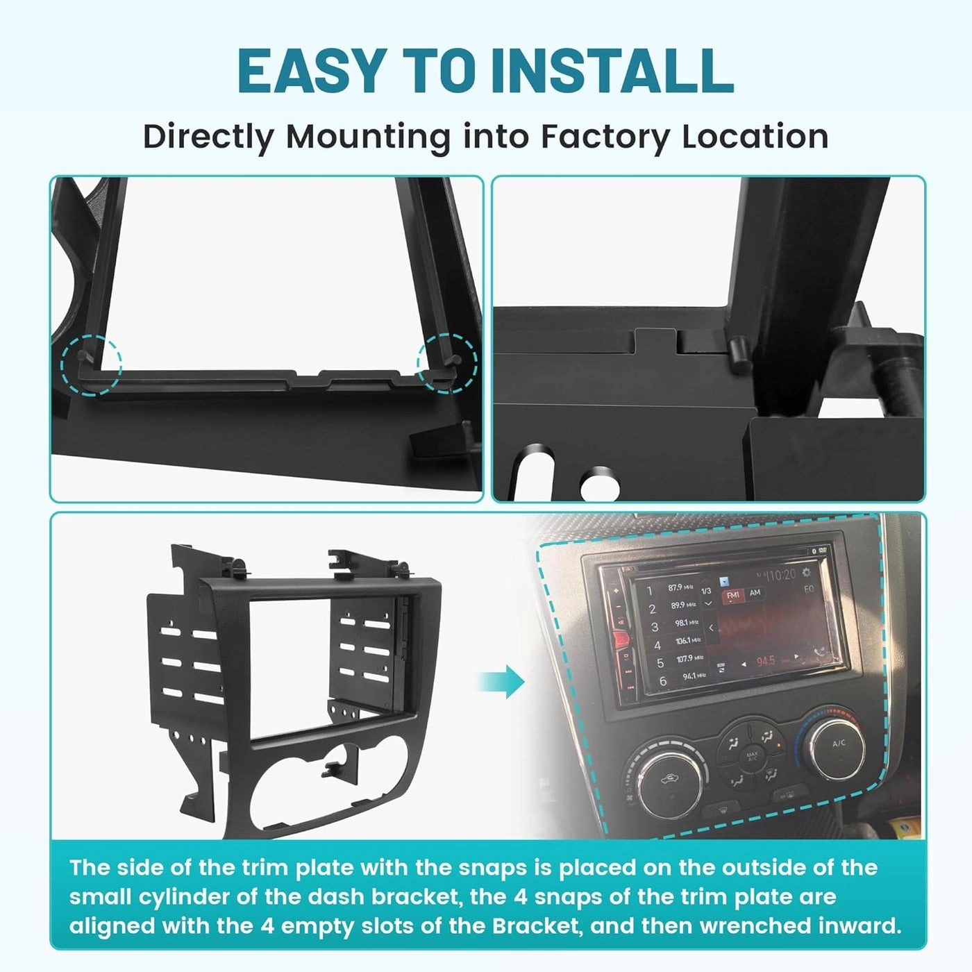 Double DIN Radio Dash Kit - Nissan Altima 2007-2012 Non Digital A/C Climate Control