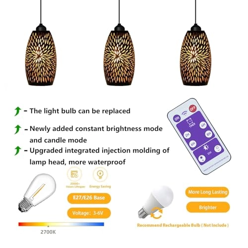 Farmhouse Chandelier - Battery Operated Remote Dimmable LED