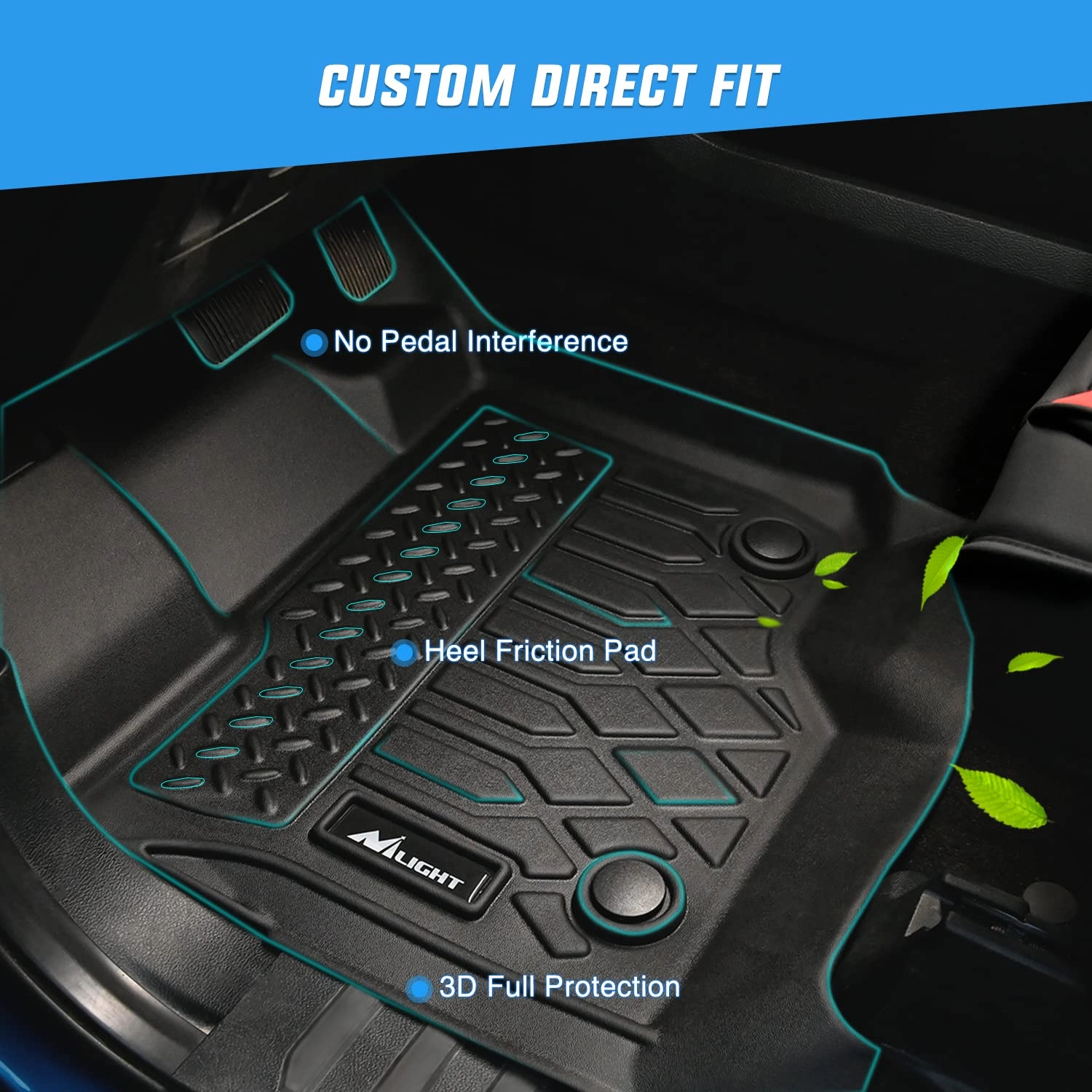 TPE Floor Mats - Dodge Ram 1500 New Body Crew Cab 2019-2024 Rear Storage Box