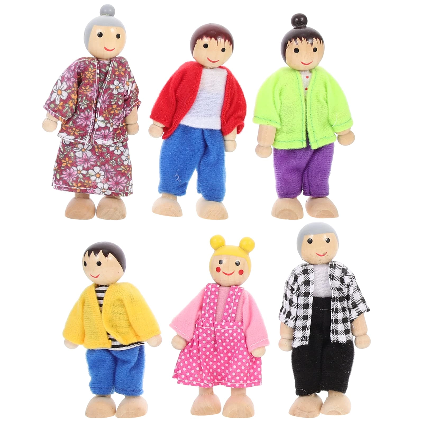 SCGQC Wooden Dollhouse Family Set - play 6Pcs