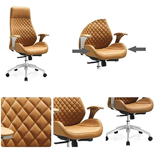 Desk Chair - PU Leather Brown High Back