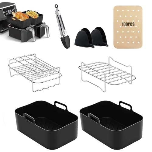 Air Fryer Accessories - 304 Stainless Steel, silicone, greaseproof paper Set of 8