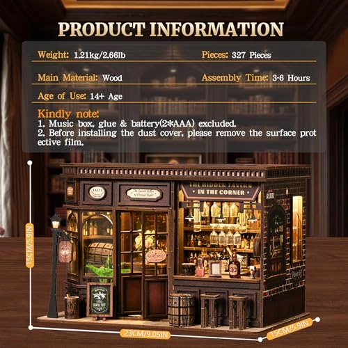 Miniature Tavern 3D Wooden Puzzle (AW03-001) - 1 pcs, LED