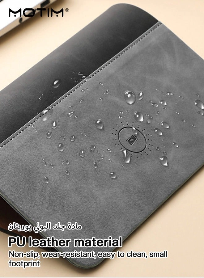 Wireless Charging PU Leather Gaming Mouse Pad - 30x22 cm