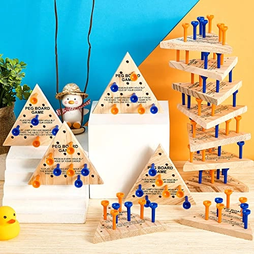 Wooden Triangle Peg Game - 24 Count Blue, Yellow
