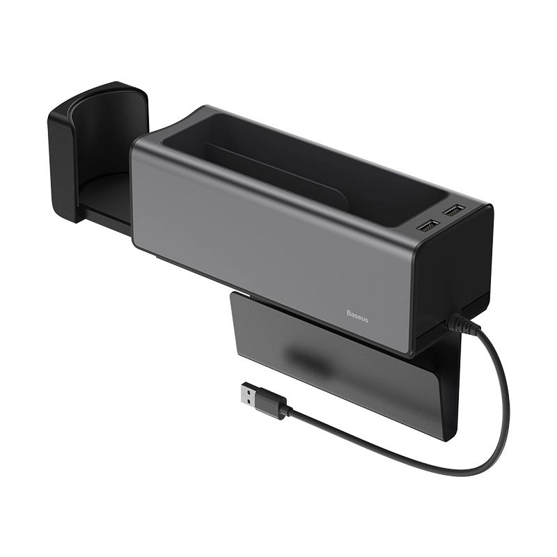 Baseus Metal Armrest Console Organizer - Black Dual USB