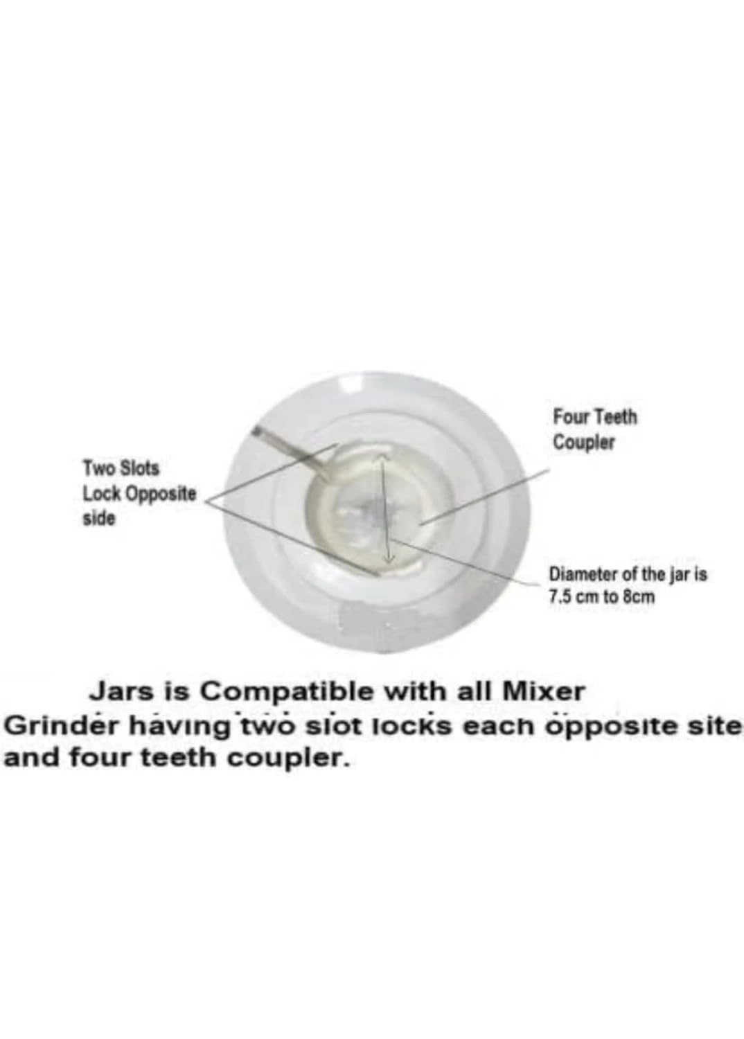 Stainless Steel multipurpose chutney Mixer Jar - 500ML 2 Lock 4 Teeth Coupler