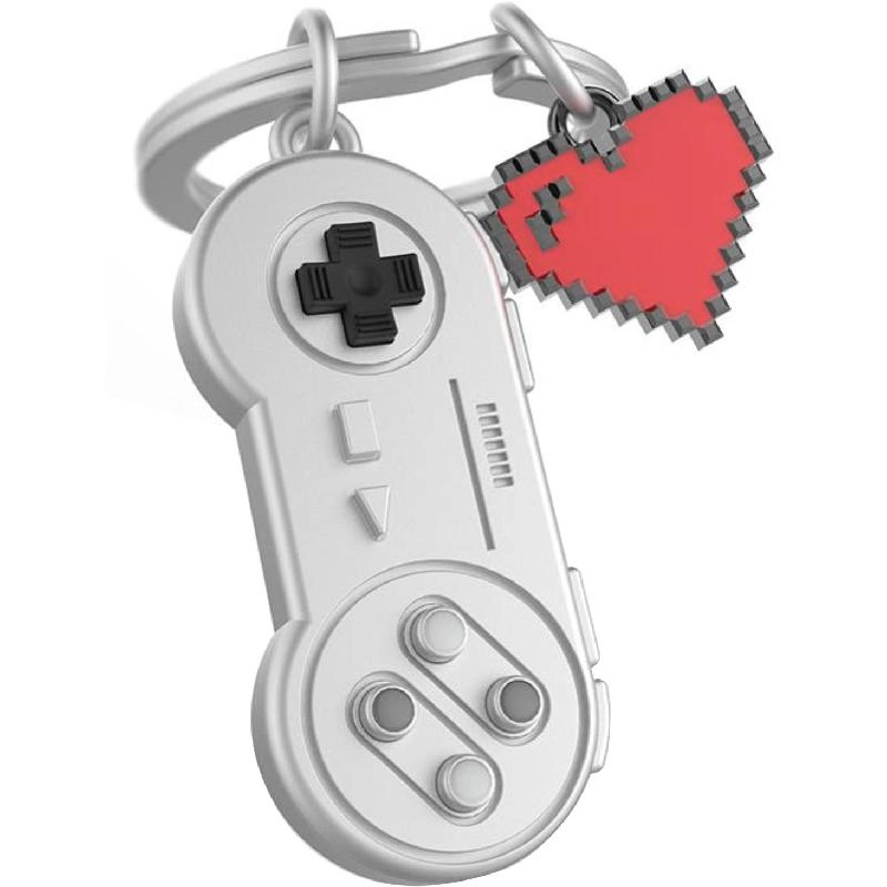 MetalMorphose Gaming Controller Keychain - White/Red Metal