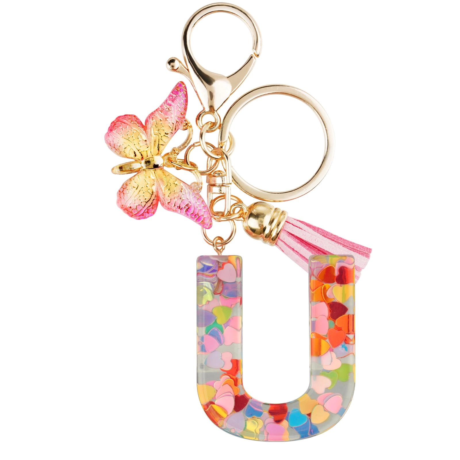 Initial Letter Keychain - Butterfly