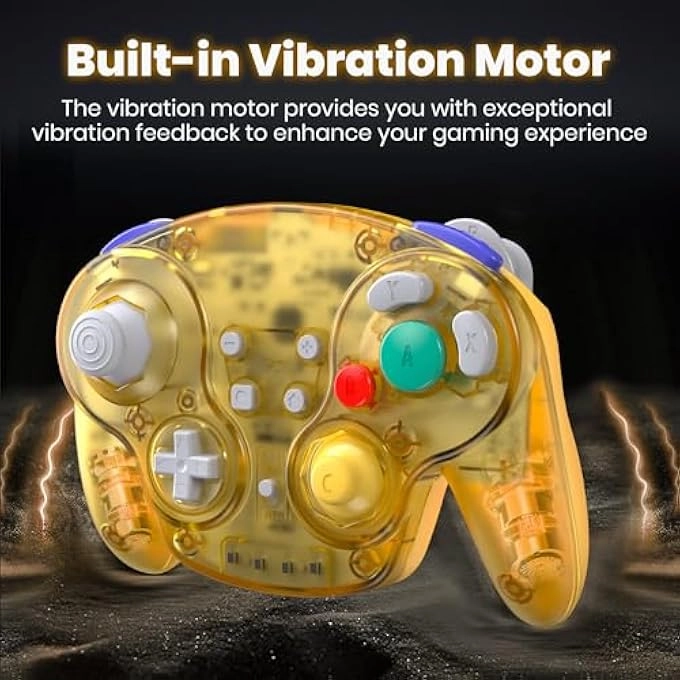 SWITCH2 PRO CONTROLLER - CLEAR YELLOW FOR NGC GAMECUBE CONSOLE, SWITCH/SWITCH OLED/ SWITCH2, PC, STEAM DECK, PC