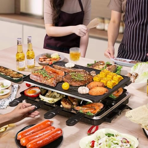 2 in 1 Electric Griddle - 8 Cheese Pans Adjustable Temperature