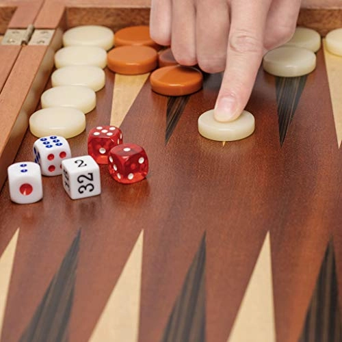 Wood Inlay Backgammon Game Set - Brown Acrylic