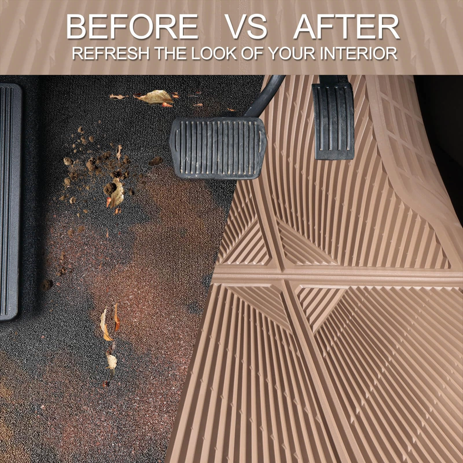 Rubber Floor Mats & Cargo Liner - Gray Universal Fit 5-Piece