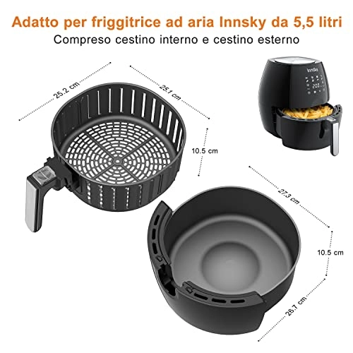 Air Fryer Replacement Basket - 5.5L Non-stick Dishwasher Safe