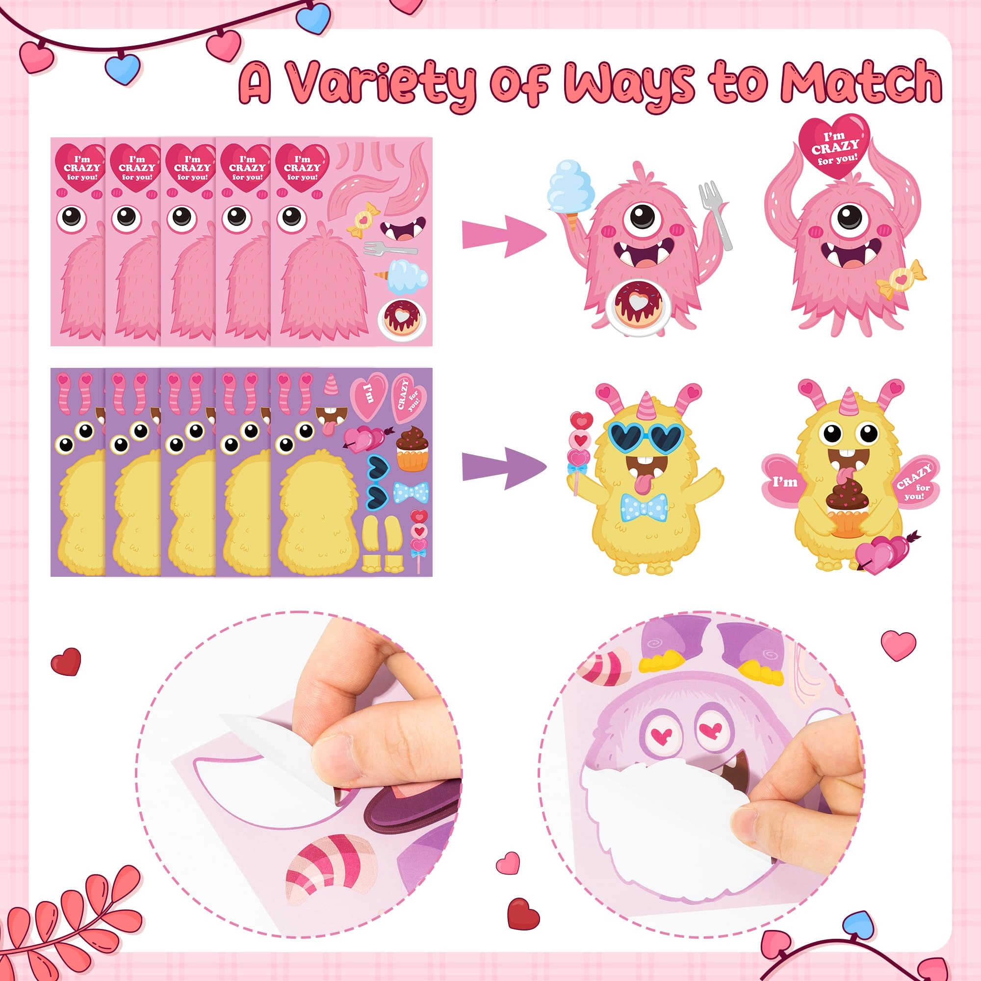 Valentines Monster Sticker Book 40 pcs