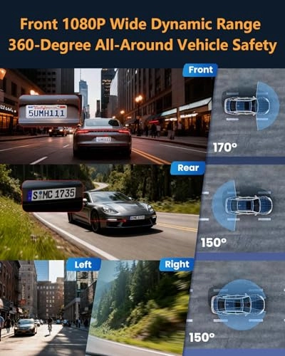 360 Dash Cam - 1080P*4 FHD