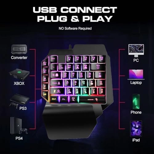 One Handed Gaming Keyboard - Wired