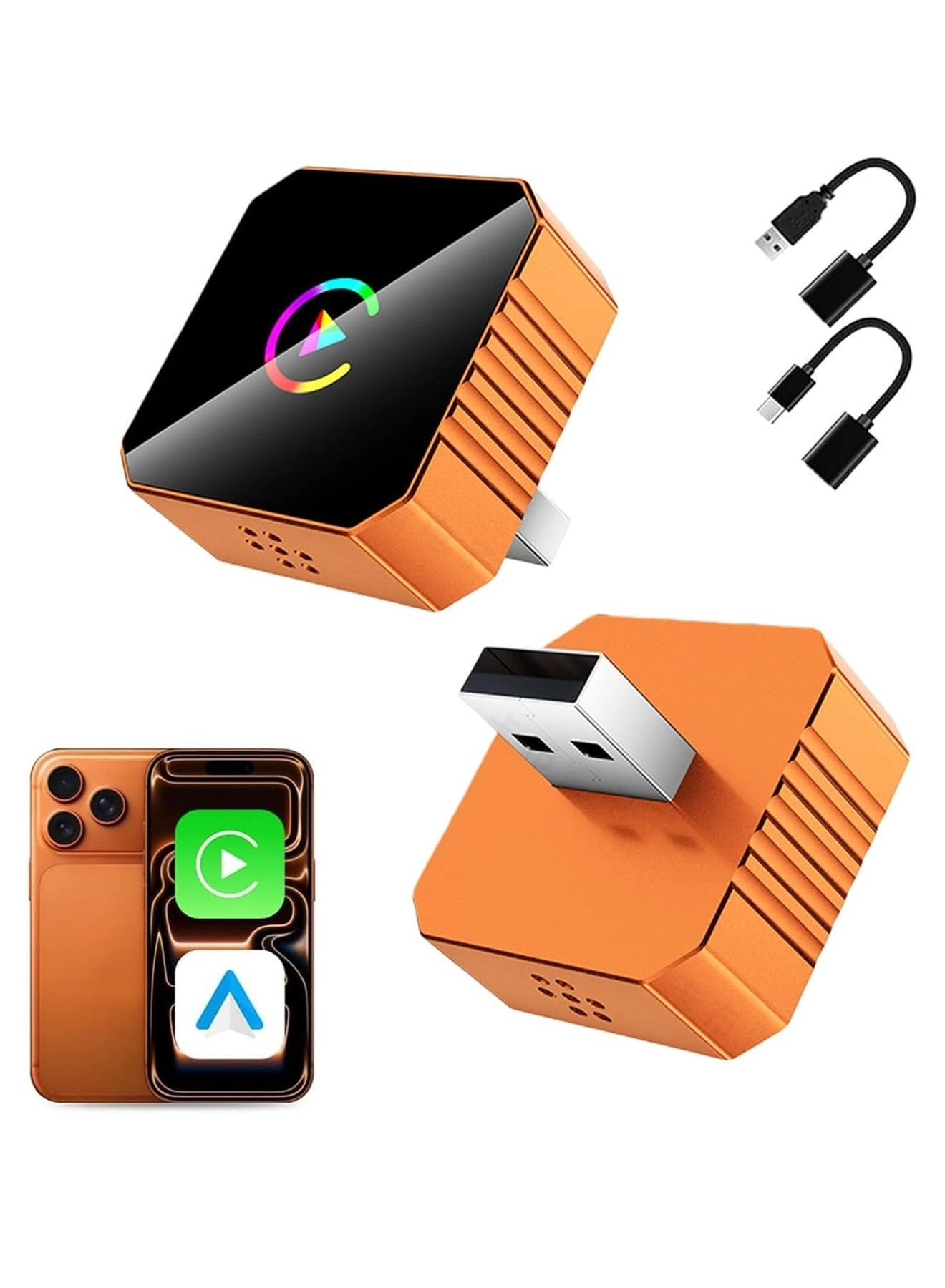 Aookay CarPlay Adapter & Android Auto Dongle - Wireless Mini USB-A/USB-C
