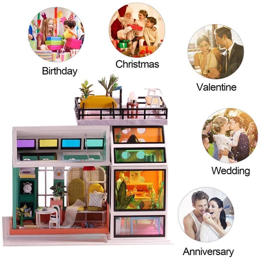 Miniature Dollhouse Kit - Mechanical Aesthetic Design 27.48 x 22.48 x 29.18 cm