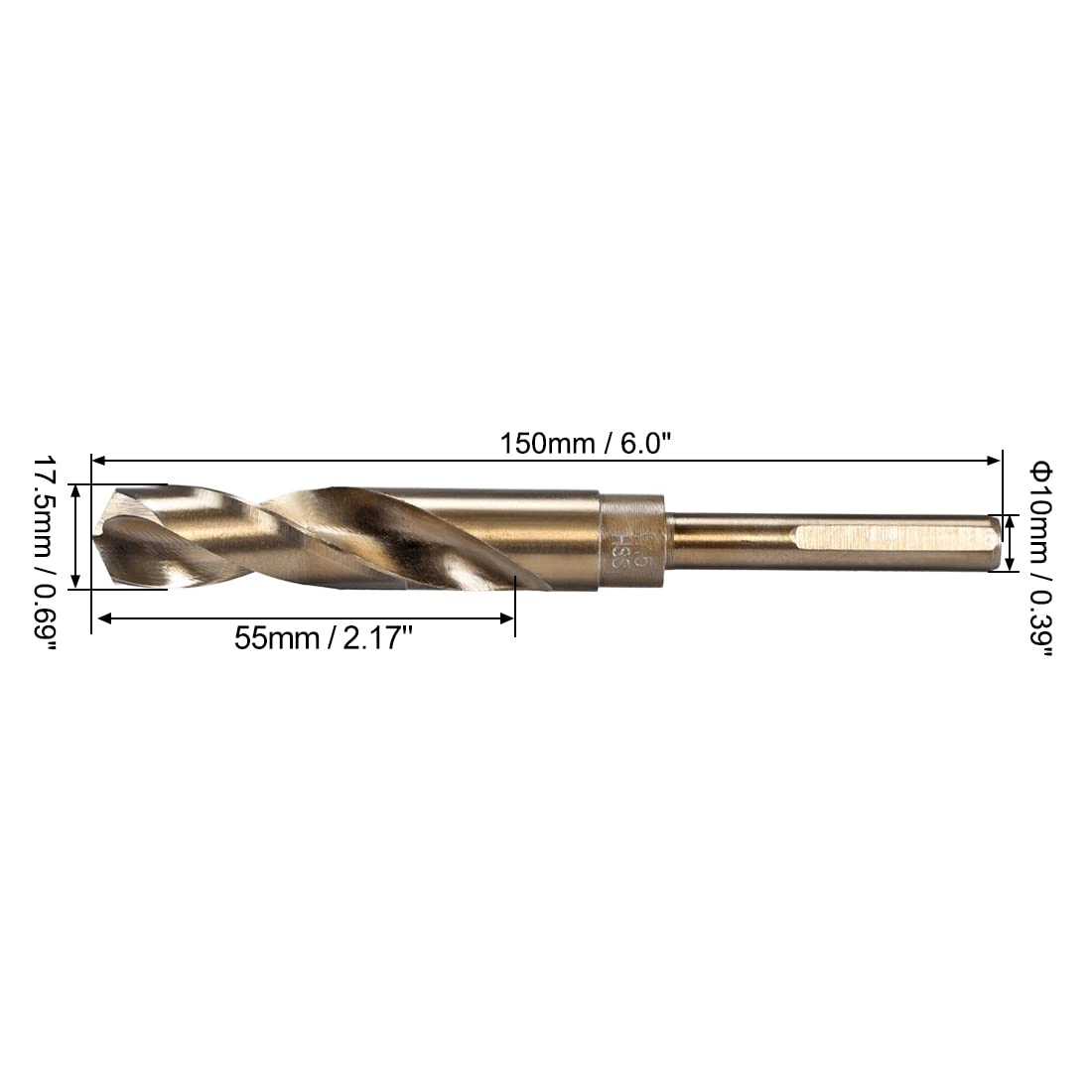 Reduced Shank Twist Drill Bits - High Speed Steel 17.5mm