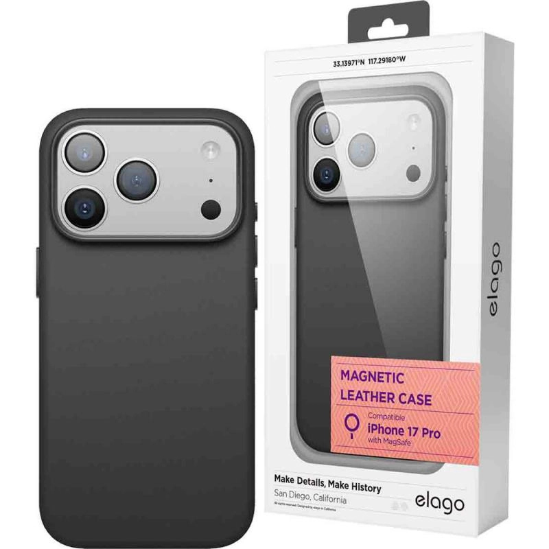elago Magnetic Leather Back Cover with MagSafe for iPhone 17 Pro