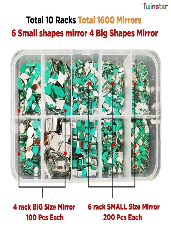 Mirror for Craft Work - 4 Big Size Mirror 100 Pieces Each and 6 Small Mirror 200 Pieces Each Kit