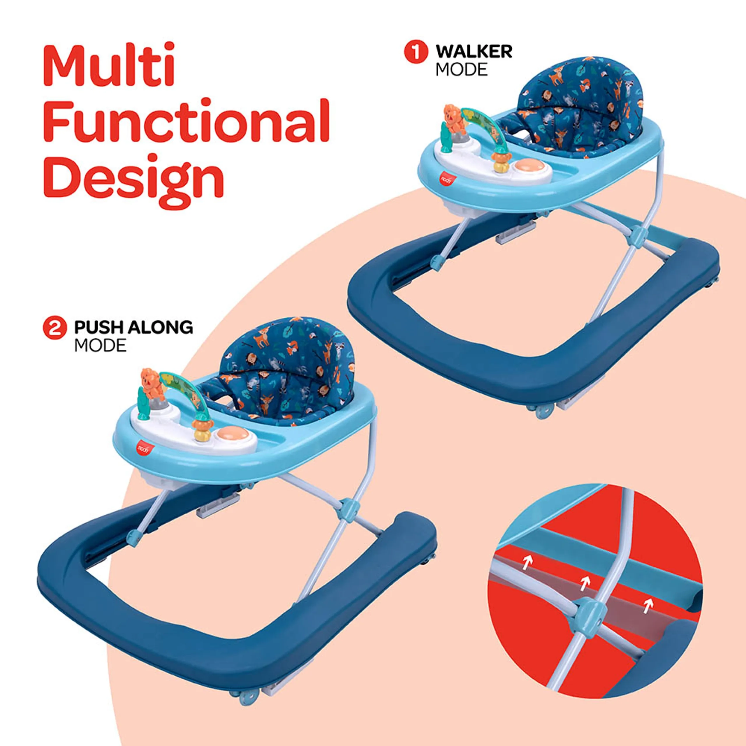 Stride Height Adjustable Walker - With Music