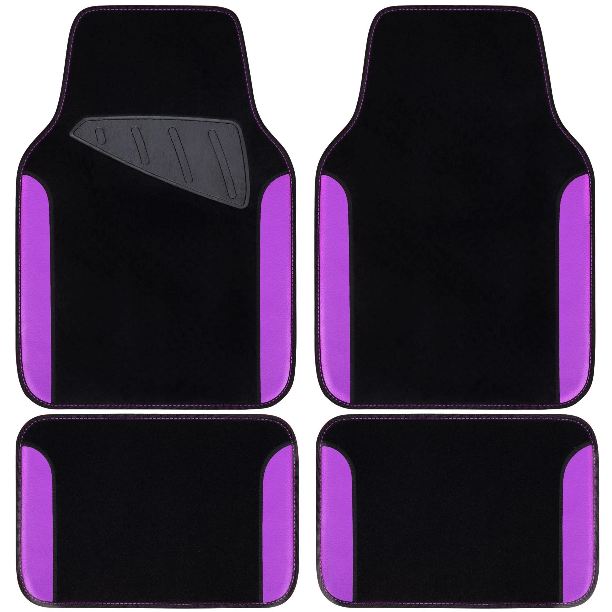 Universal Fit Car Floor Mats - Set of 4pcs Black and Burgundy
