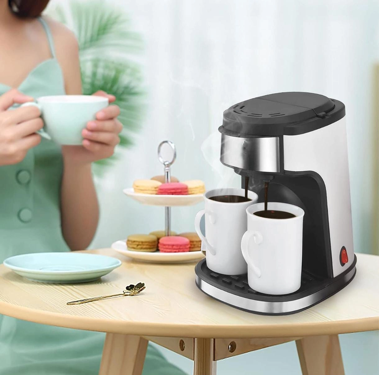 Automatic Drip Coffee Maker - Multi-Function Ceramic Pot Double-Cup