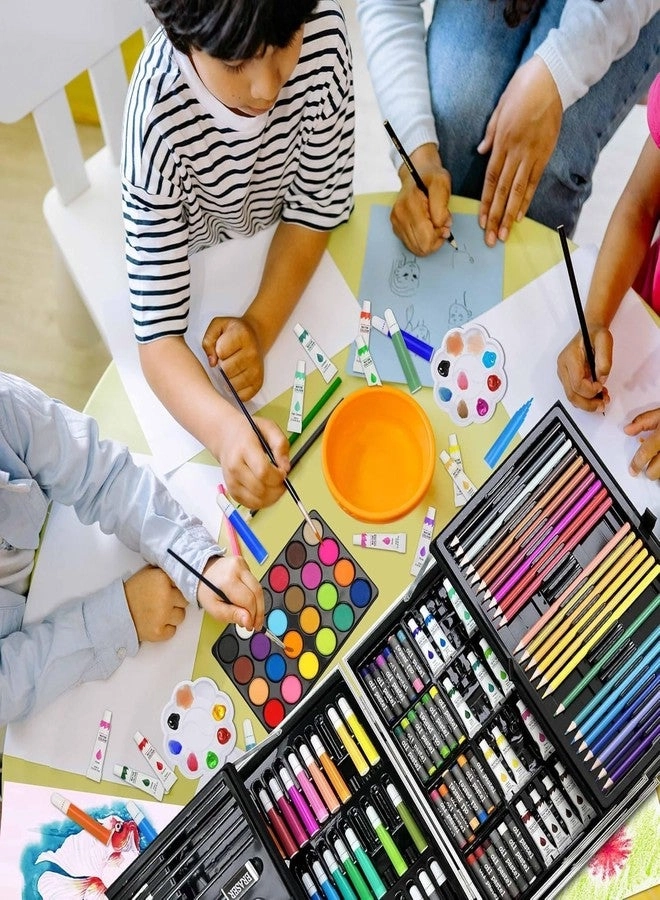 Space Art & Craft Set - 145 Pieces Colour Pencils Oil Pastels Paint Brushes