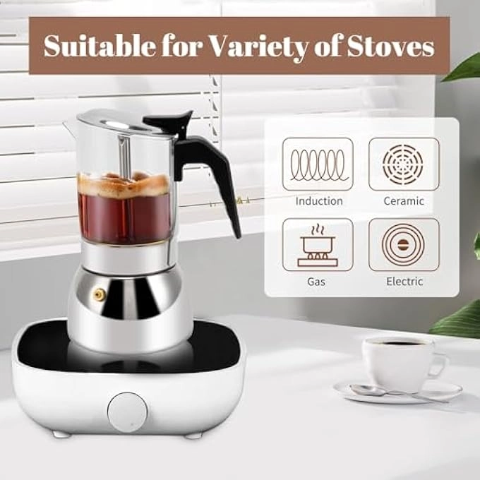 Induction Moka Pot - Safety Pressure Valve