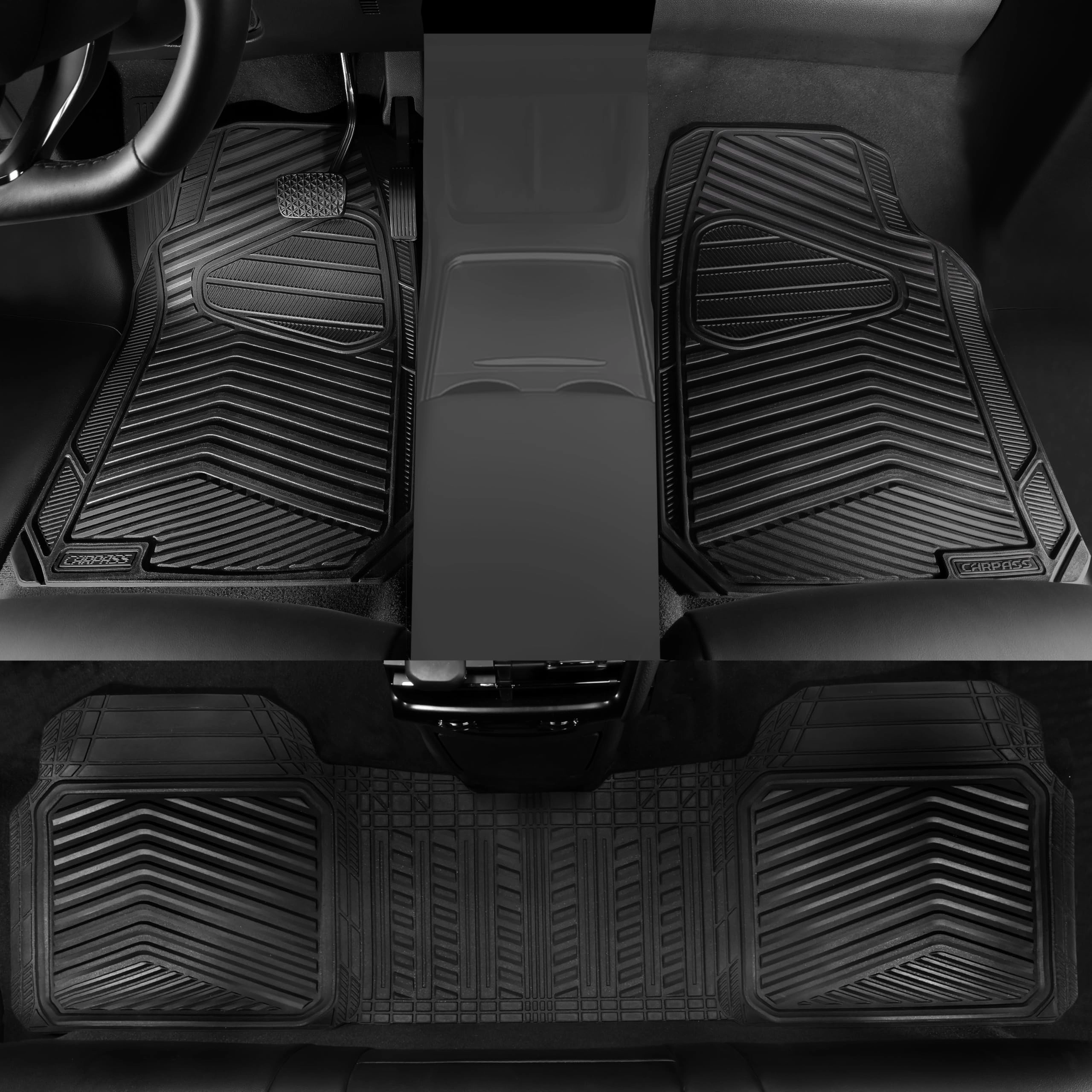 Rubber Floor Mats - All Weather Trim-to-Fit 3-Piece