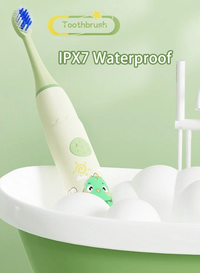 Kids Rechargeable Electric Toothbrush - 6 Brush Heads Timer USB Rechargeable