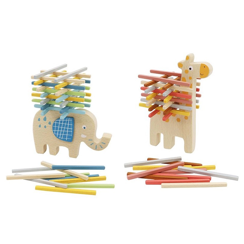 Wooden Balancing Game - Suitable for 3 years and above 36 bars and a wooden animal.
