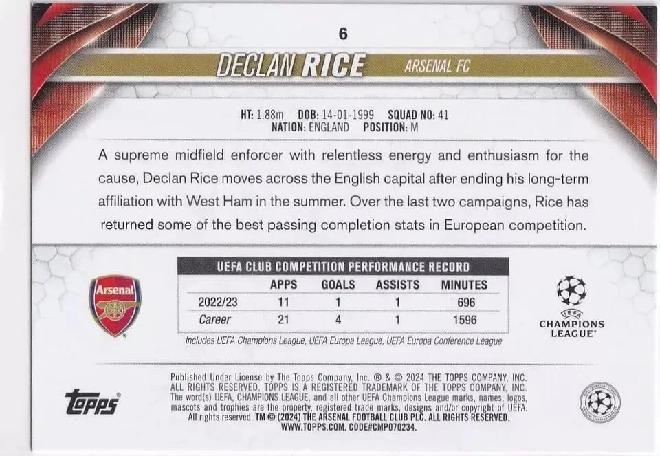 Chrome UCC 2023/24 Declan Rice