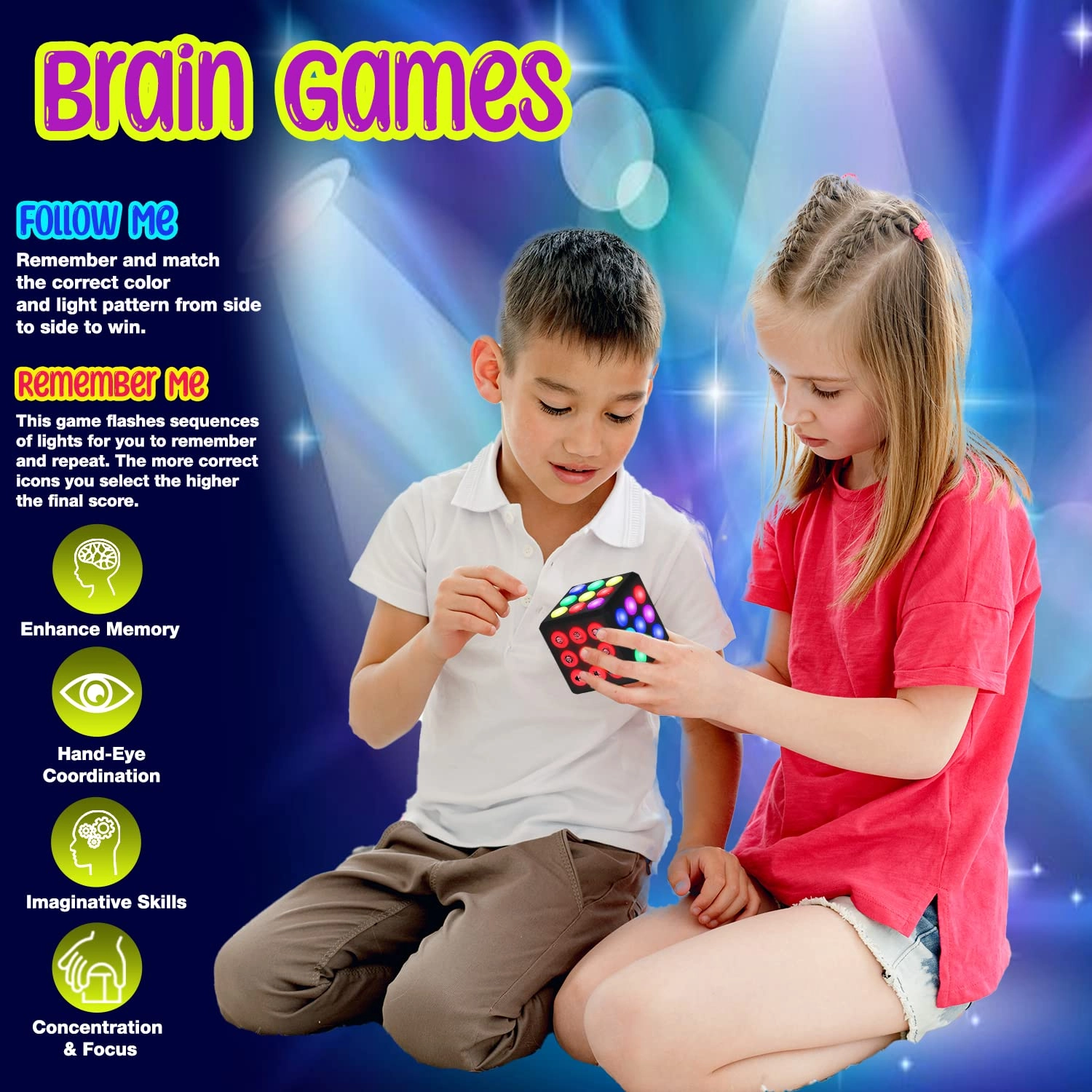 Electronic Brain & Memory Game Cube - 6-12 years