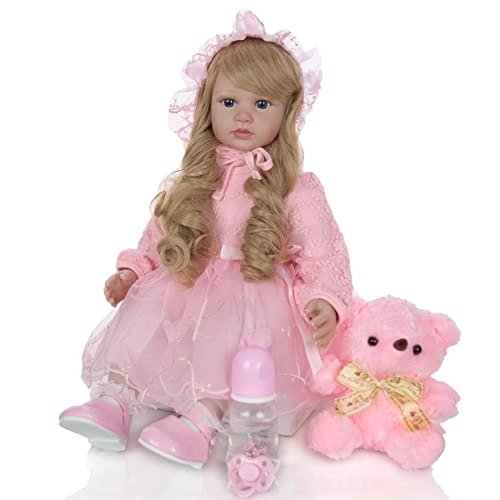 Reborn Baby Doll - 24 Inch Vinyl Cotton Body Pink Yarn Skirt Ages 3+