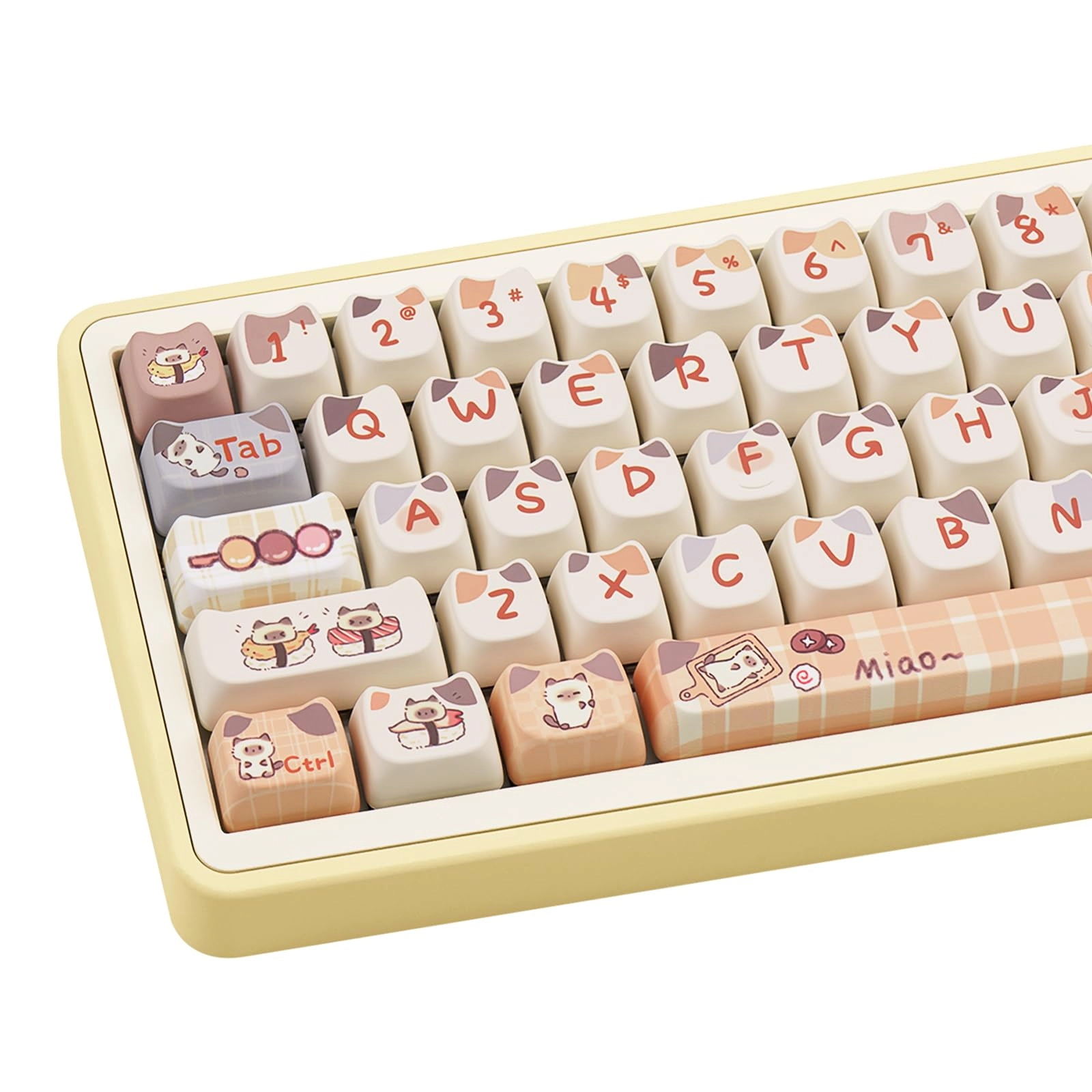 COOMICKEY PBT Keycaps - Cute Cat Kawaii Mao Profile 142 Keys