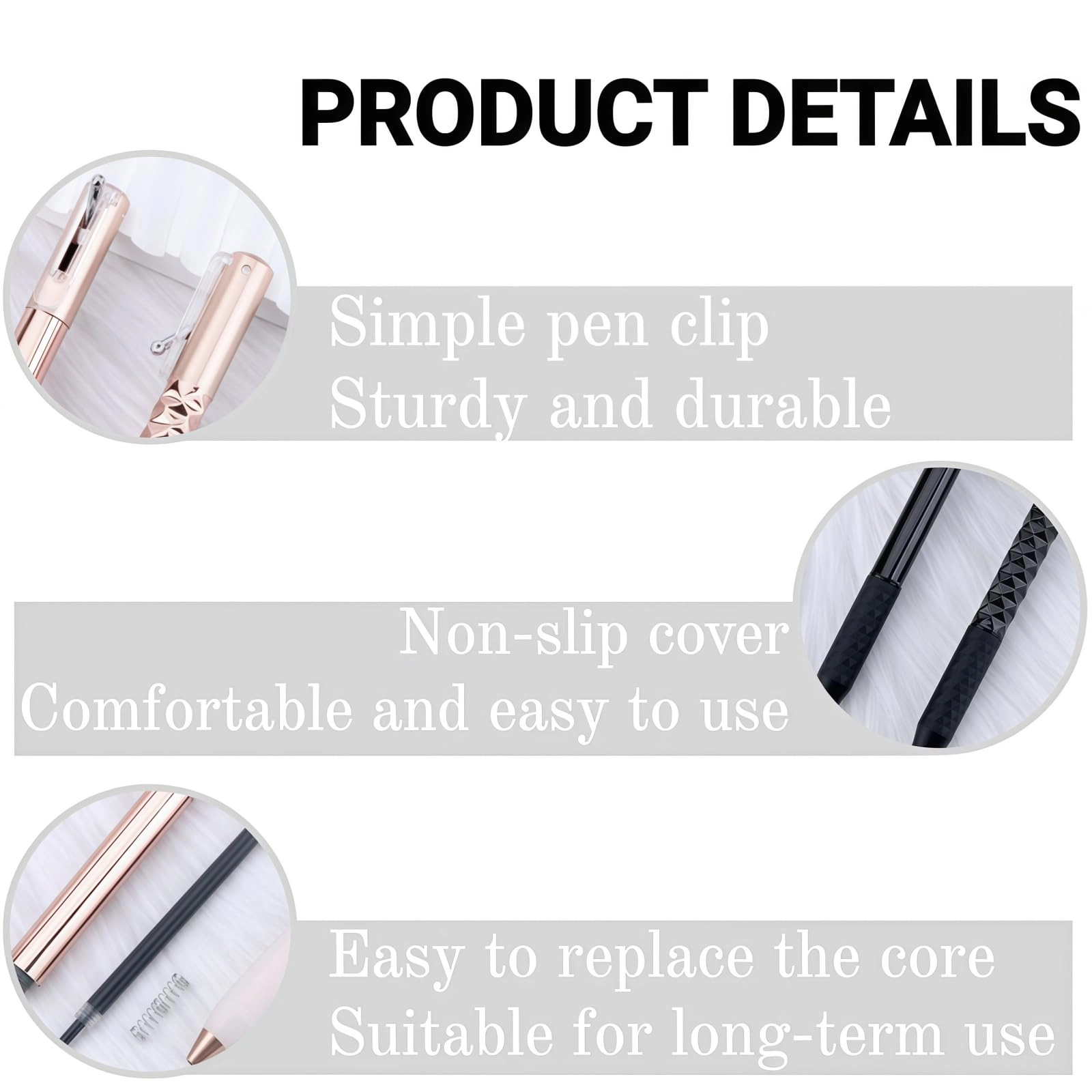 Metal Crinkle Fidget Pen - 3PCS 0.5mm