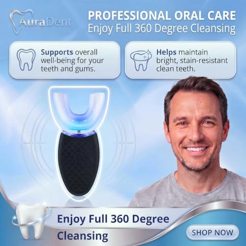 Ultrasonic Electric Toothbrush - 2 Pieces U Shaped 3 Brush Heads Bundle