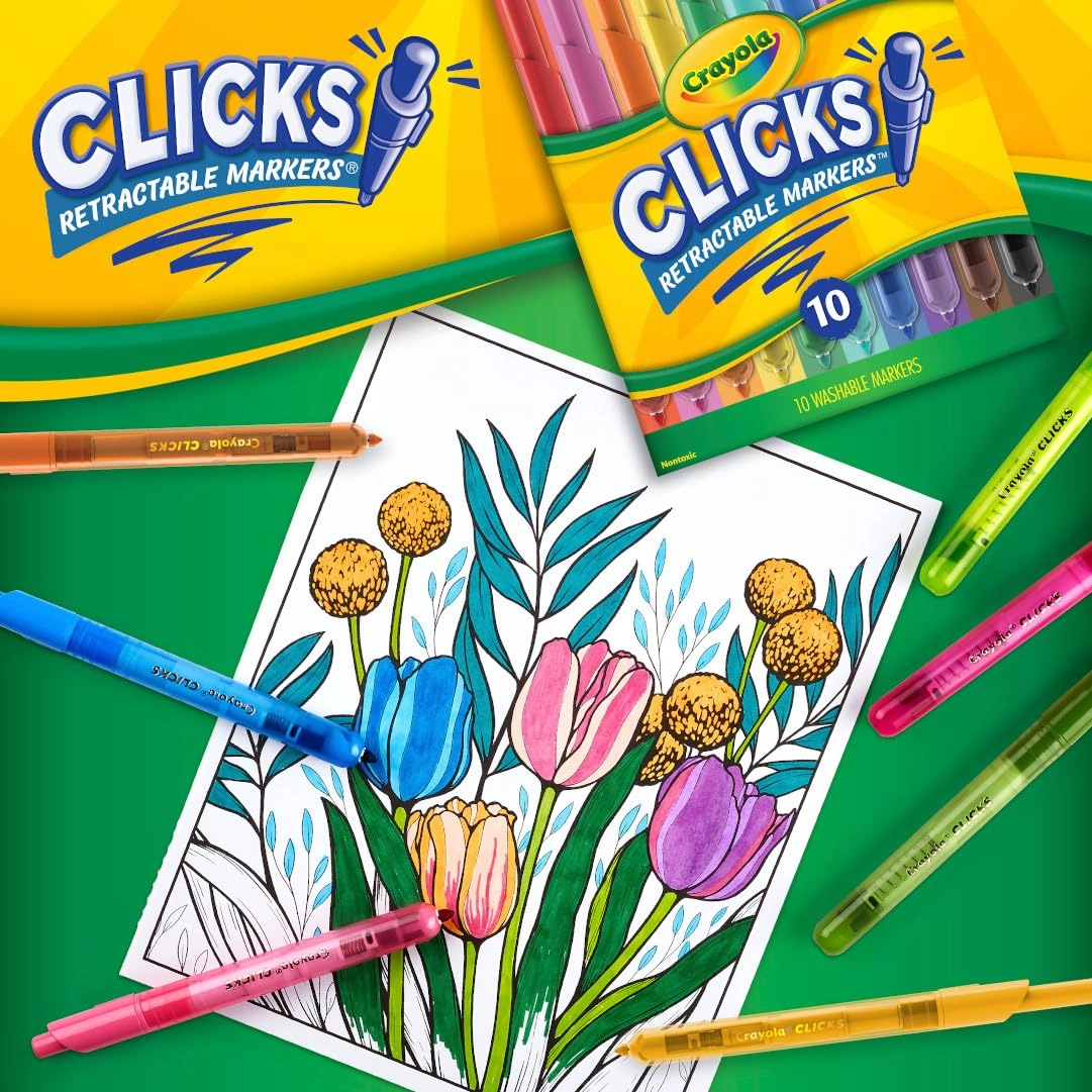 Clicks Retractable Markers - 10 different shades conical tips