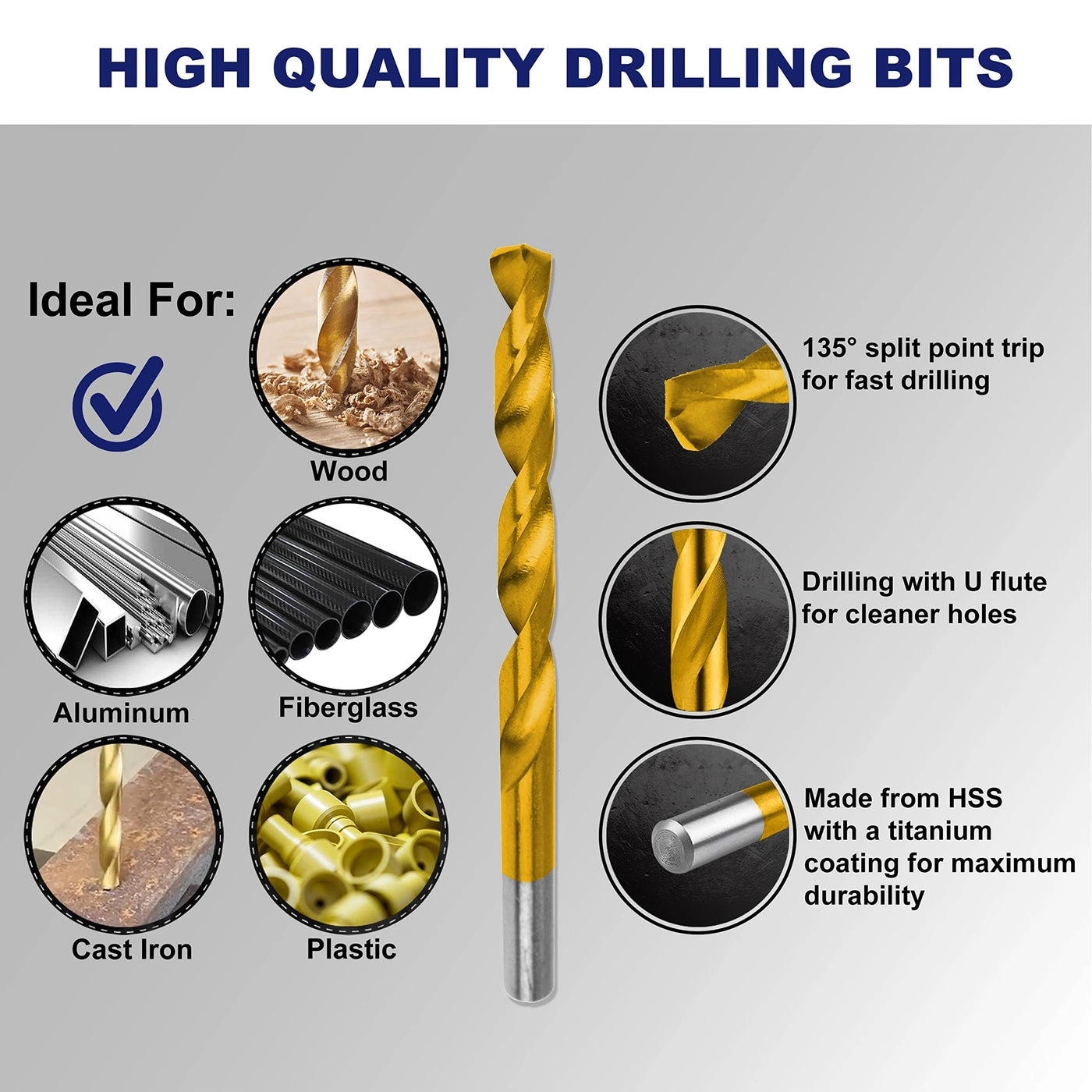 Twist Drill Bit Set - Titanium 276pc 1/16" up to 1/2"