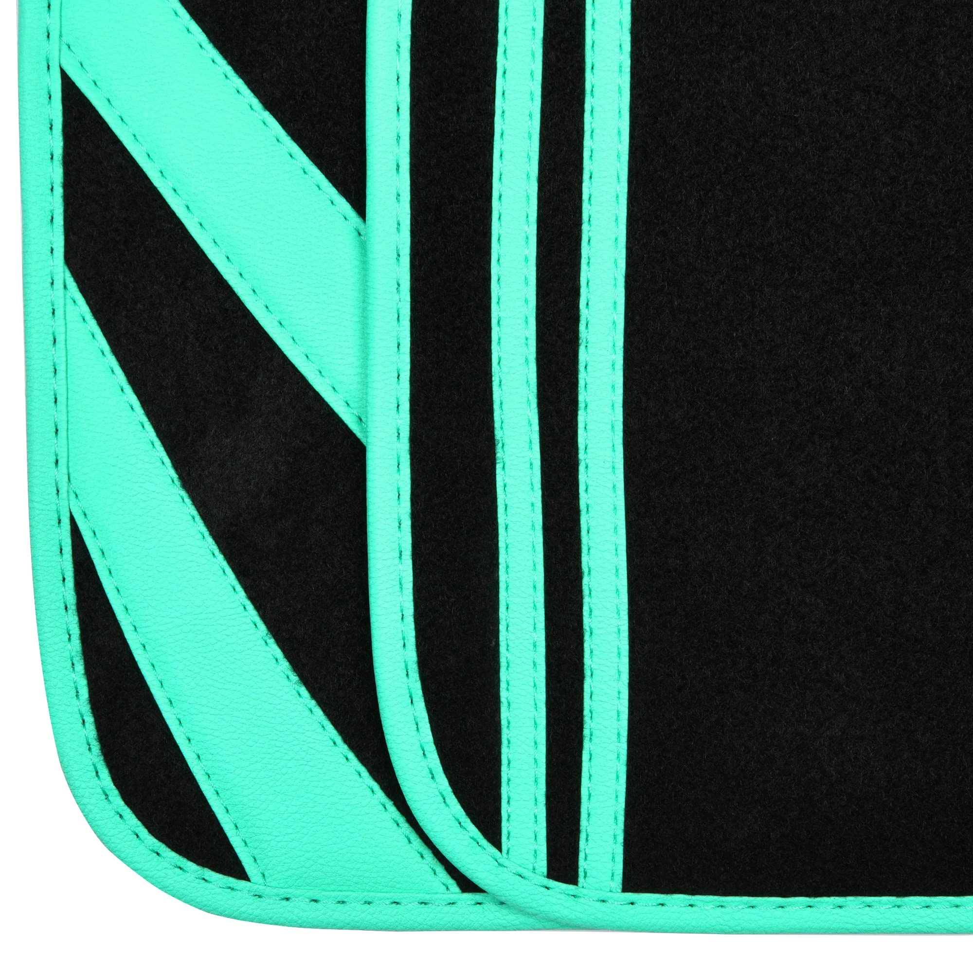 Faux Leather Car Mats - Blue Edge Universal Fit